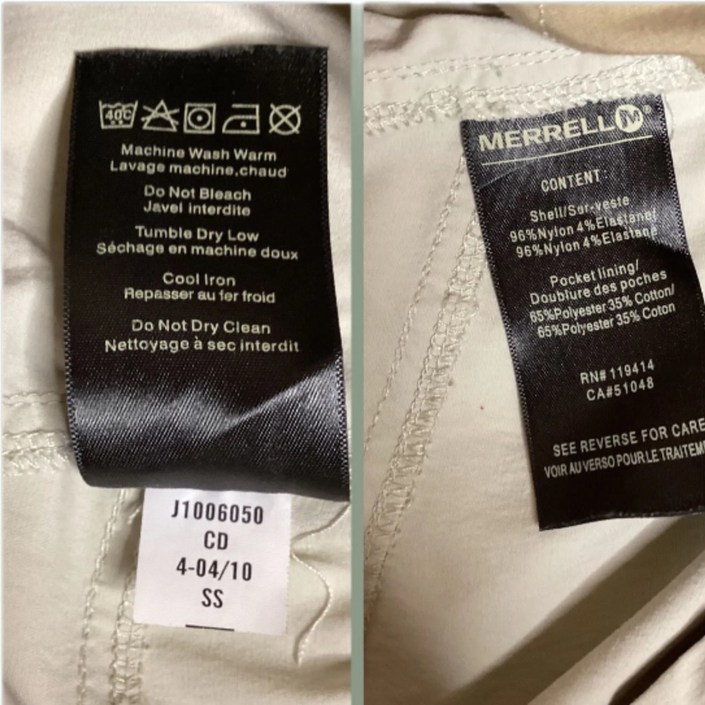 Merrell Womens Pants size 8 Cropped Capri Opti-wick UPF 50+ Zipper Pockets Beige - Picture 8 of 13